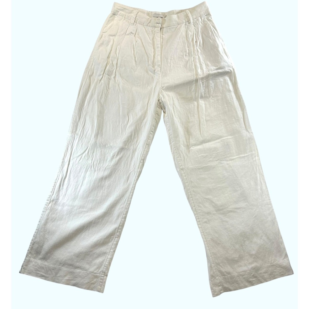 Abercrombie Coastal Linen Blend Pleated Trousers M Old Money Coastal Grandmother